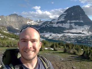 Mike Kavulich at Hidden Lake Pass in Glacier National Park, Montana