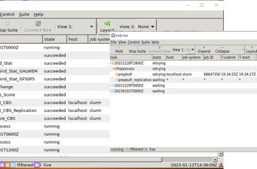 Example of the Cylc workflow for the calculation of the Commission for Basic Systems (CBS) score (left) and our systematic processing of PrepBUFR files for use in MET for other verification scores (right).