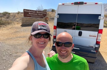 Mike, Christina, and Vincent at Guadalupe Mountains National Park in western Texas