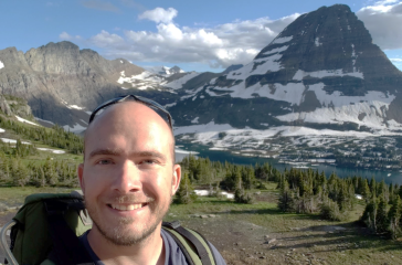 Mike Kavulich at Hidden Lake Pass in Glacier National Park, Montana